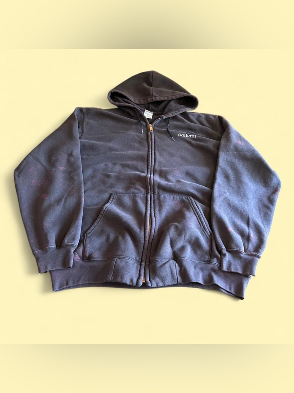 Vintage Carhartt Hoodie Black Sun Faded Zip Up Workwear Men’s L
